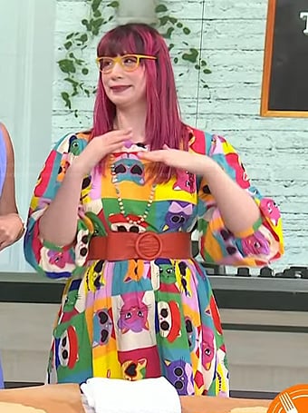 Kim-Joy’s cat print dress on Today
