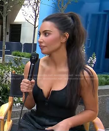 Kim Kardashian’s black zip front sleeveless top on Today
