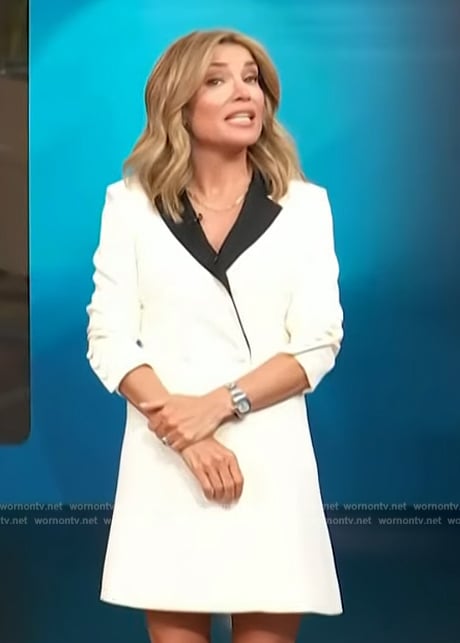 Kit’s white double breasted blazer dress on Access Hollywood