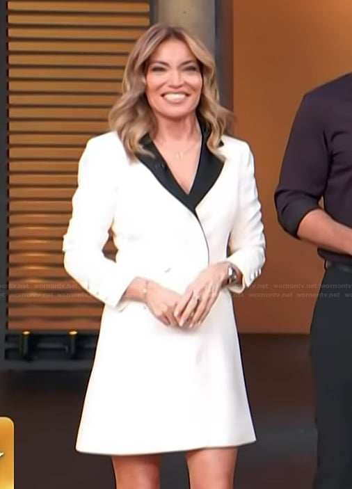 Kit’s white double breasted blazer dress on Access Hollywood