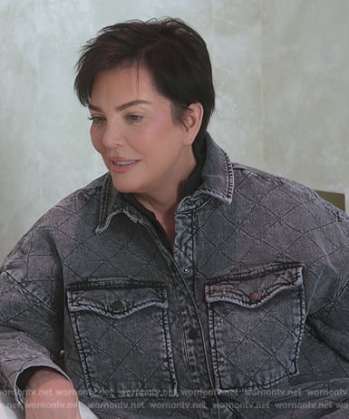 Kris’s black washed quilted jacket on The Kardashians