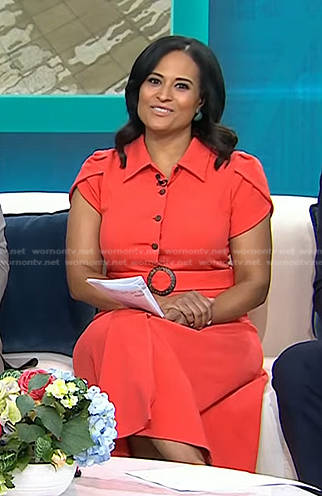 Kristen’s orange belted shirtdress on Today