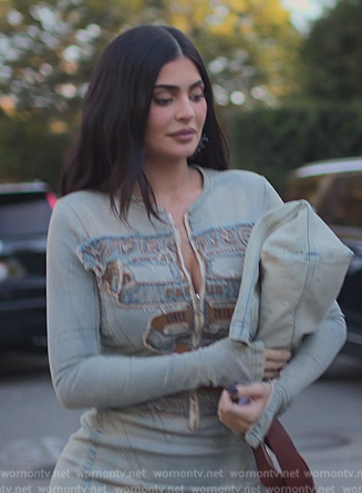 Kylie’s denim dress and bag on The Kardashians