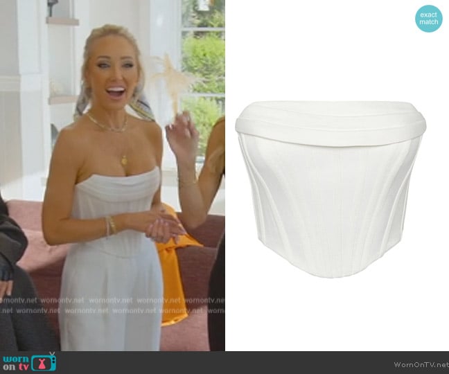 Leau Surat Satin Strapless Corset Top worn by Mary Fitzgerald on Selling Sunset