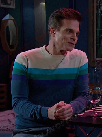 Leo’s blue colorblock sweater on Days of our Lives