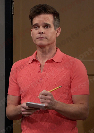 Leo’s pink polo shirt and plaid pants on Days of our Lives