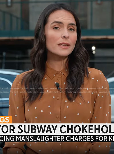 Lilia Luciano’s polka dot button down shirt on CBS Mornings