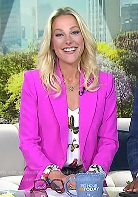 Lindsay Czarniak’s pink blazer and butterfly print cami on Today