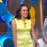 Linsey’s yellow metallic sleeveless dress on Good Morning America