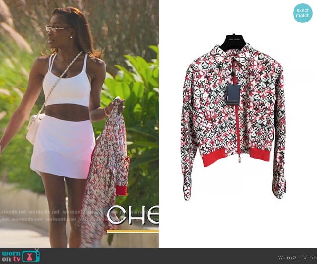 Louis Vuitton Monogram Jacket worn by Chelsea Lazkani on Selling Sunset