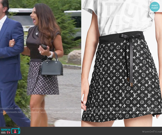 Louis Vuitton Graphic Quilted Nylon Mini Wrap Skirt worn by Jennifer Aydin on The Real Housewives of New Jersey