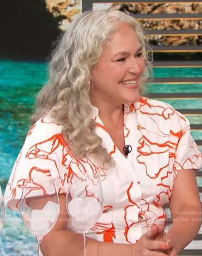 Lynnette Marrero’s orange floral shirtdress on Access Hollywood