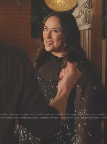 Maddie’s black star print sheer blouse on 9-1-1