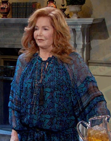Maggie’s blue paisley print dress on Days of our Lives
