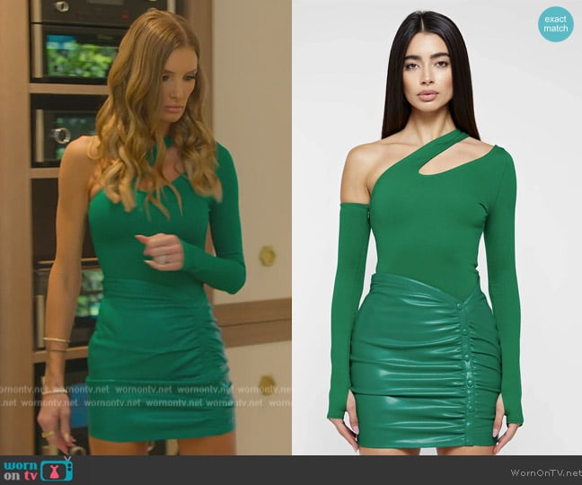 Maniere De Voir Asymmetric Bodysuit worn by Nicole Young on Selling Sunset