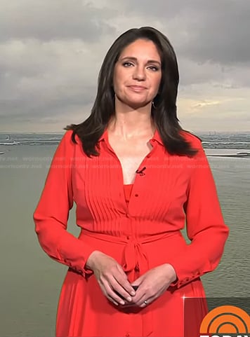Maria’s red pleated shirtdress on Today
