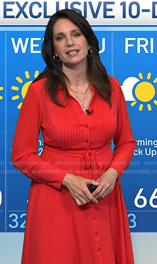 Maria’s red pleated shirtdress on Today