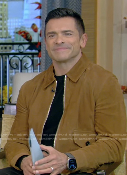 Mark’s brown suede jacket on Live with Kelly and Mark