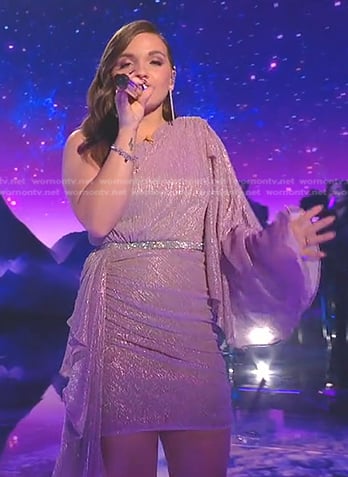 Megan Danielle’s metallic one-shoulder dress on American Idol