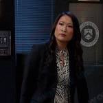 Melinda’s white printed tie neck dress on Days of our Lives