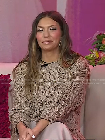 Melissa Garcia’s beige knit fringe sweater on Today