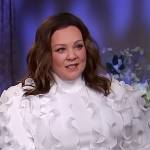 Melissa McCarthy’s white ruffle top on Access Hollywood