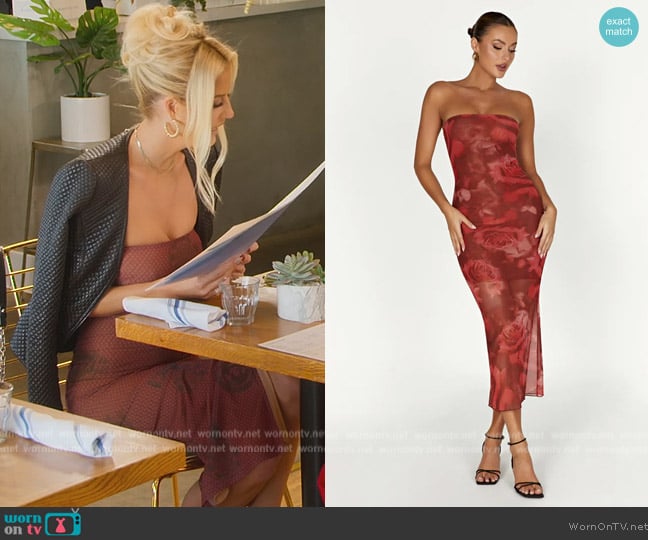 Meshki Strapless Mesh Dress - Oversized Rose Print worn by Emma Hernan on Selling Sunset