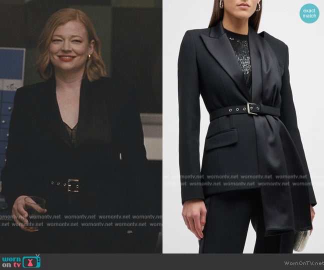 Michael Kors Scarf Double Crepe Blazer worn by Shiv Roy (Sarah Snook) on Succession