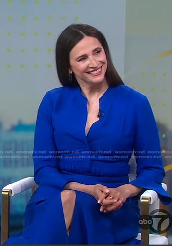 Michaela Watkins’s blue midi dress on Good Morning America