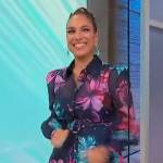 Michelle Miller’s blue floral print belted mini dress on Sherri