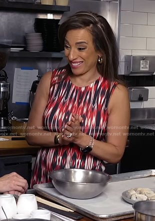 Michelle Miller’s red printed dress on CBS Mornings