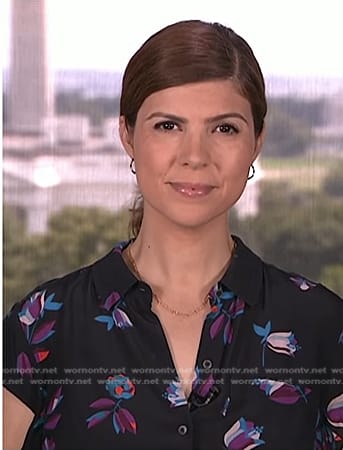 Monica Alba’s navy floral dress on NBC News Daily