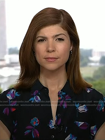 Monica Alba’s navy floral dress on NBC News Daily