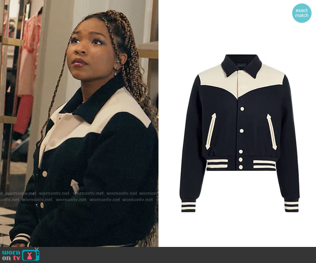 Mother The Western Varsity Bomber Jacket worn by Delilah (Laya DeLeon Hayes) on The Equalizer