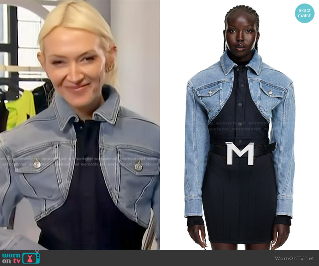 Mugler x H&M Defined-waist Denim Crop Jacket worn by Zanna Roberts Rassi on Access Hollywood