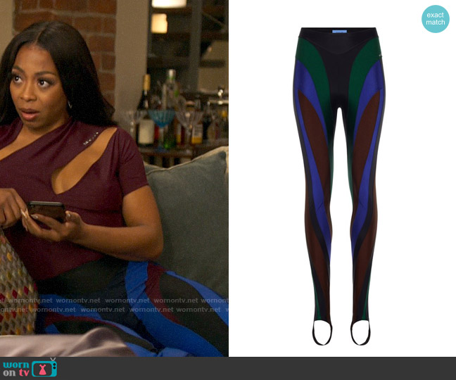 Mugler Multicolor spiral legging worn by Renee Ross (Bresha Webb) on Run the World