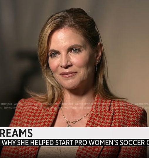 Natalie Morales’s red houndstooth blazer on CBS Mornings