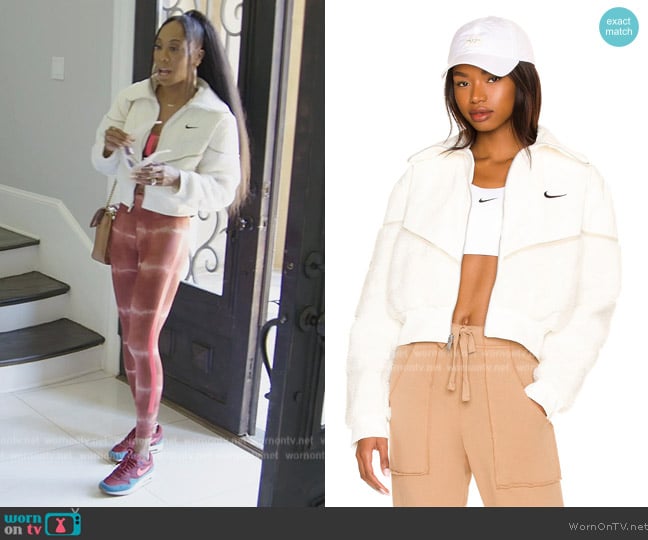 Nike NSW Icon Clash Sherpa Jacket worn by Sanya Richards-Ross on The Real Housewives of Atlanta