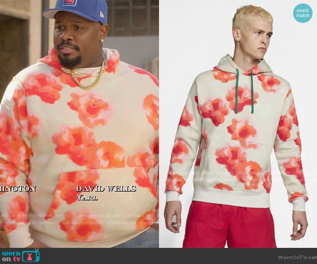 Nike Club BB Floral PO Hoodie worn by Sherm Jones (Carl Tart) on Grand Crew