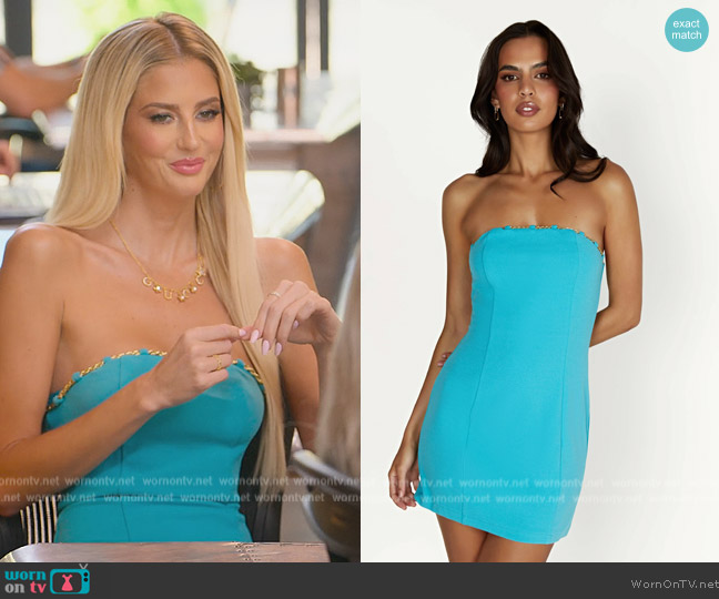 Meshki Noelle Chain Mini Dress worn by Emma Hernan on Selling Sunset