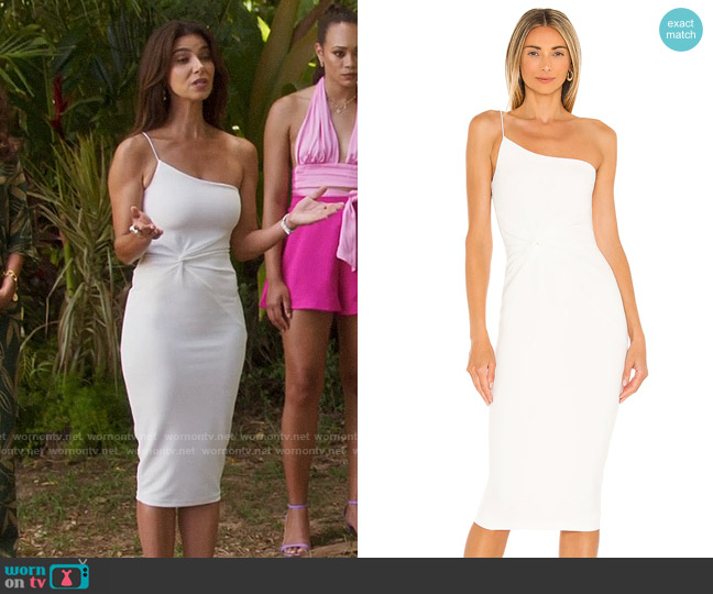 Nookie Lust One Shoulder Midi Dress worn by Elena Roarke (Roselyn Sanchez) on Fantasy Island