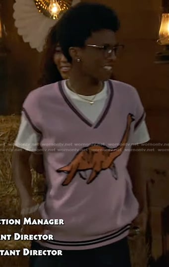 Noah’s pink dinosaur vest on Bunkd