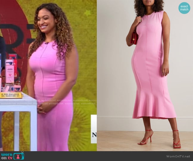 Norma Kamali Grace Paneled Midi Dress worn by Milly Almodovar on Good Morning America