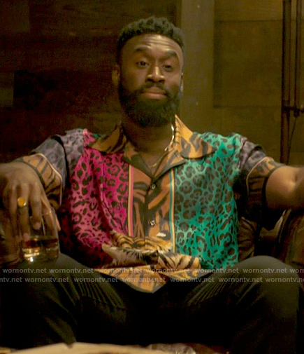 Ola’s mixed animal print shirt on Run the World