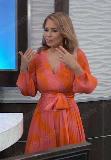 Olivia’s orange and pink pleated dress on General Hospital