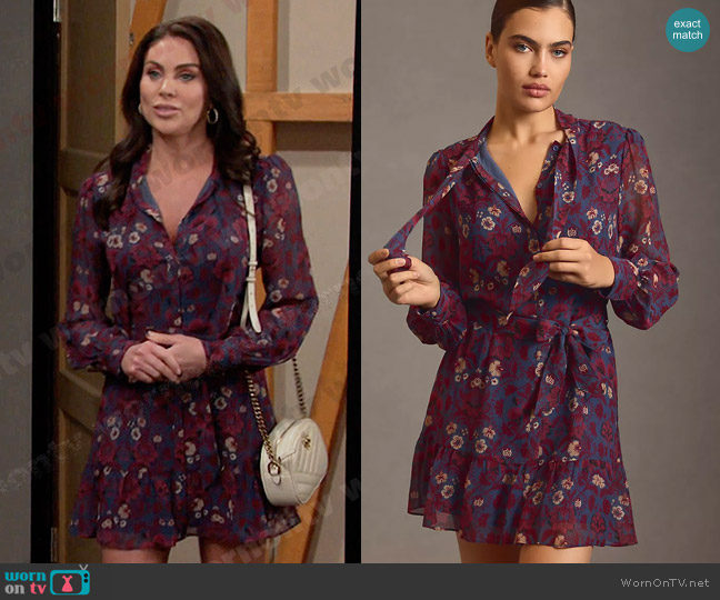 Paige Vittoria Floral Silk Dress in Amythyst Multi worn by Chloe Lane (Nadia Bjorlin) on Days of our Lives