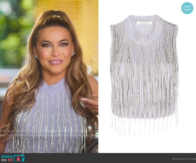 Philosophy Di Lorenzo Crystal-fringe Cropped Vest worn by Chrishell Stause on Selling Sunset