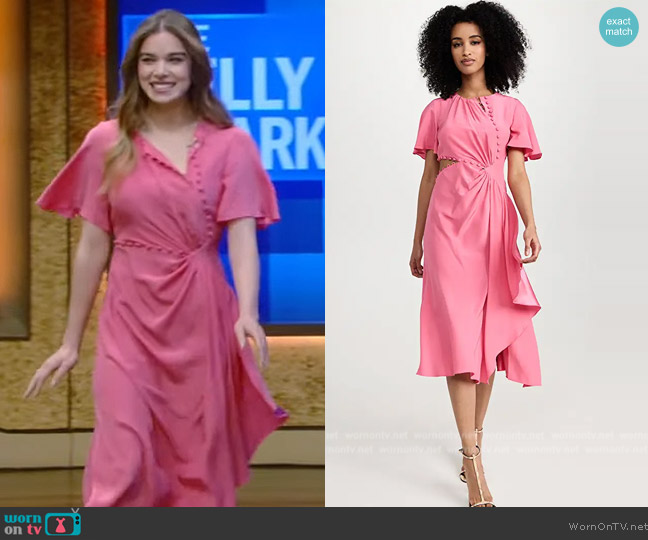 Prabal Gurung Flutter Sleeve Button Waist Dress worn by Hailee Steinfeld on Live with Kelly and Mark