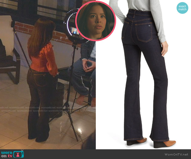 Rag & Bone Casey High Waist Flare Jeans worn by Mariana Foster (Cierra Ramirez) on Good Trouble