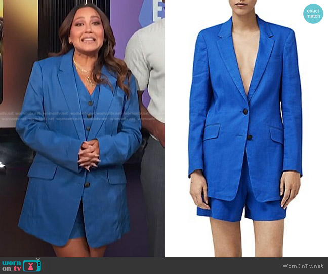 Rag & Bone Charles Linen-Blend Blazer worn by Adrienne Houghton on E! News